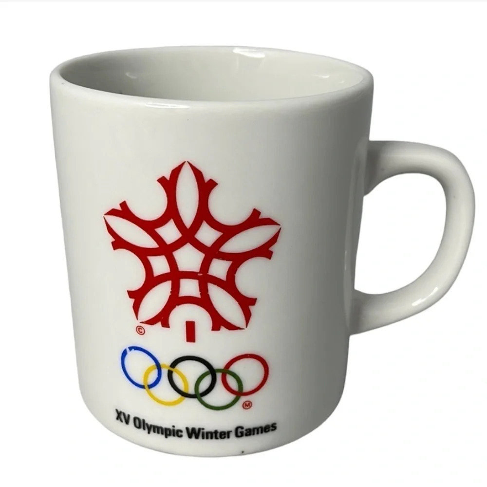 VINTAGE 1988 Olympic Winter Games Coffee Mug  IBM TSC Official White 8oz